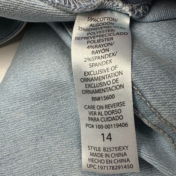 Democracy Absolution Jeans Womens 14 Blue Wide Leg Crop Raw Hem Stretch Pockets - Picture 8 of 14